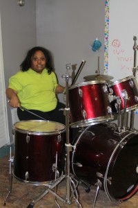 Teen girl on the drums at Teen Connect Baltimore County