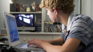 Boy on a computer. 