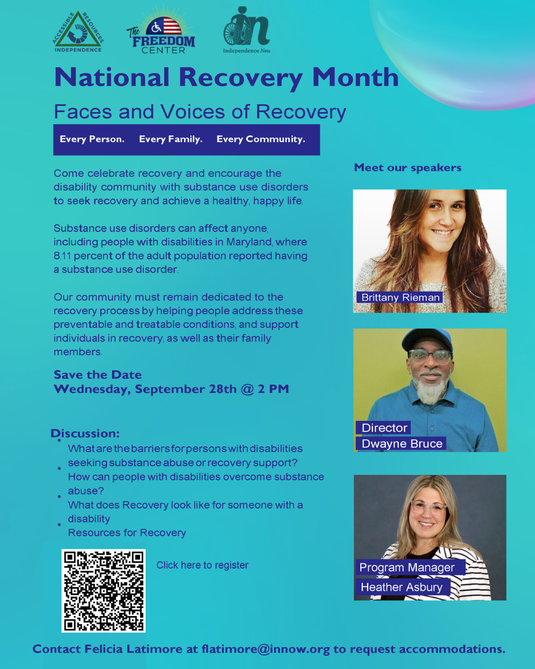 Flyer promoting recovery event.