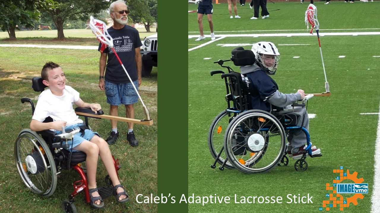 Caleb uses his adaptive lacrosse stick
