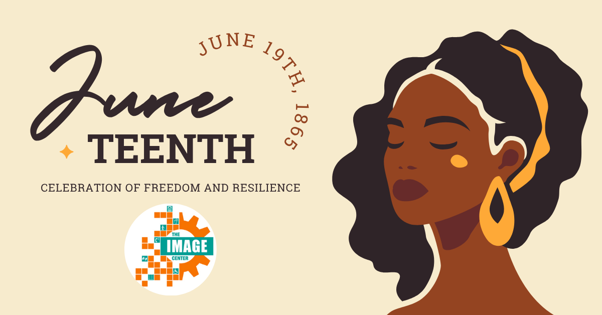 Juneteenth Day celebration with African women portrait on the right.
