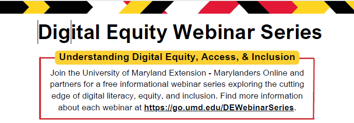 Graphic promoting Digital Equity Webinar Series.